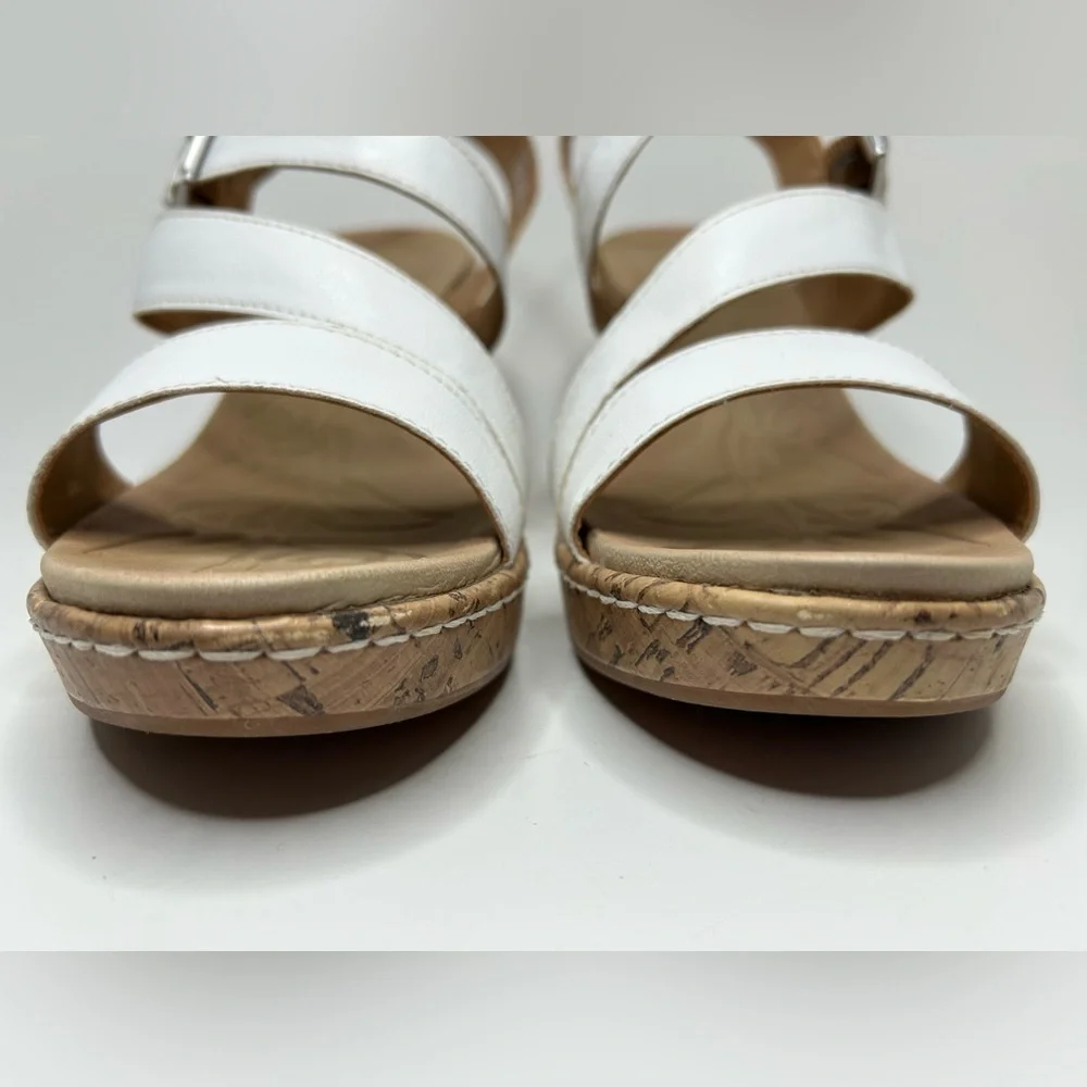 B.O.C. Schirra White Casual Open Toe Platform Cork Wedge Heel Sandal Size 11